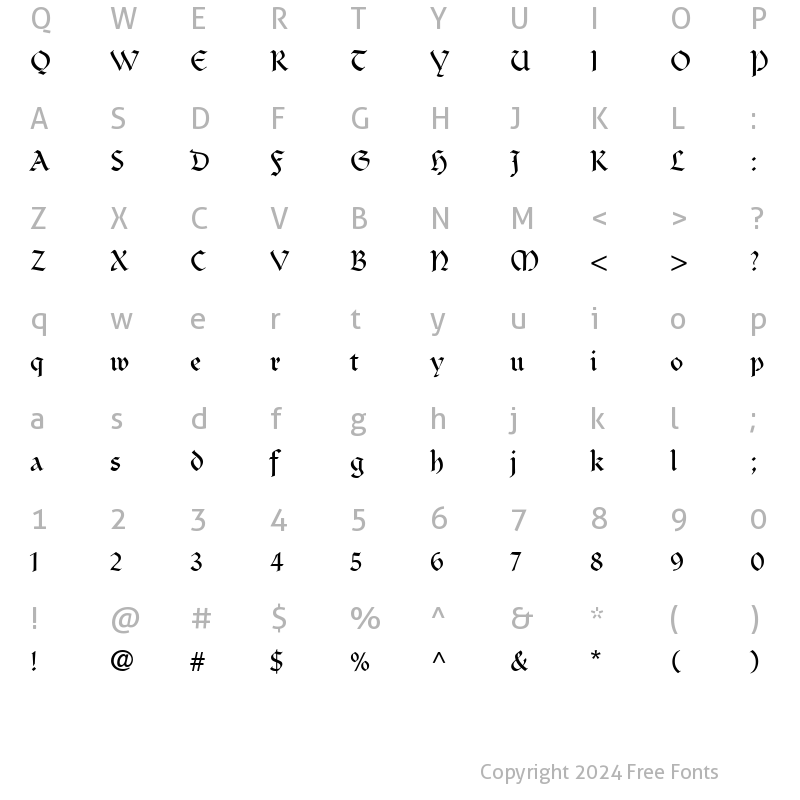 Character Map of Clairvaux Roman