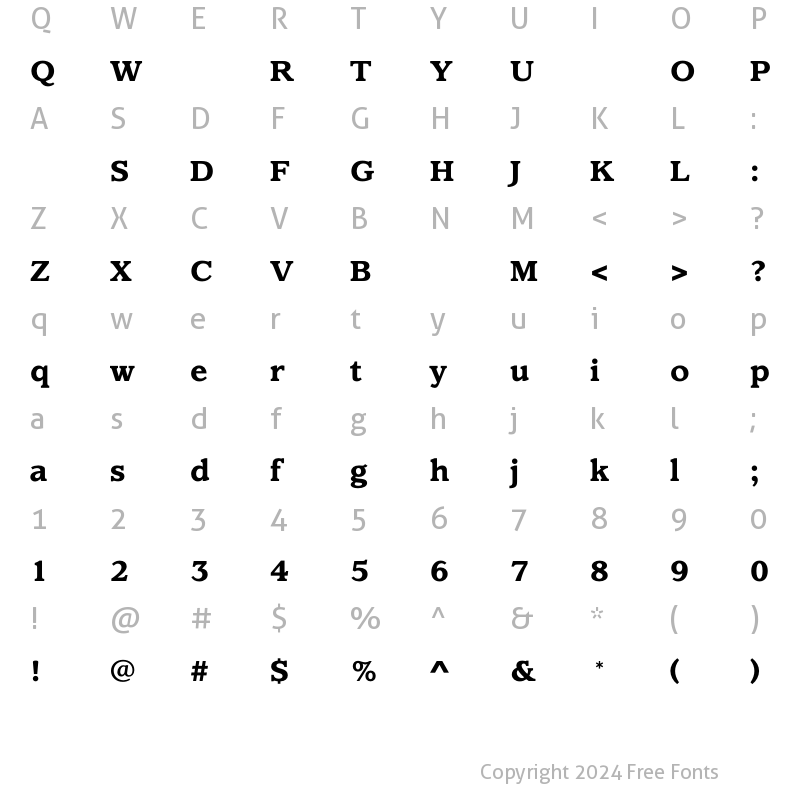 Character Map of ClaremontBold Regular