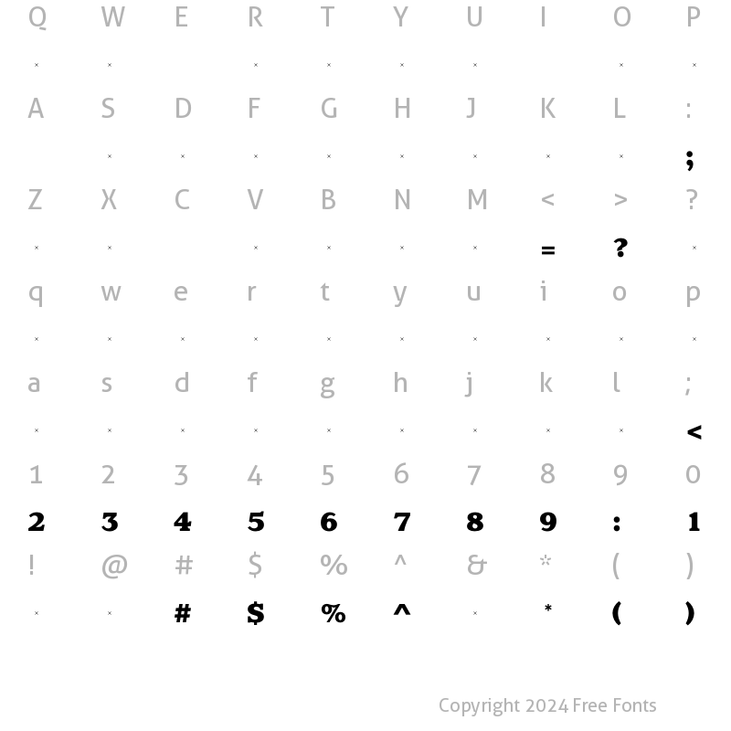 Character Map of ClaremontExBoldTab Regular