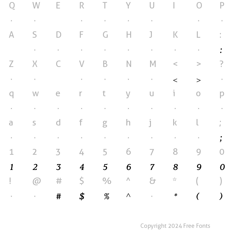 Character Map of ClaremontMedItalTab Regular