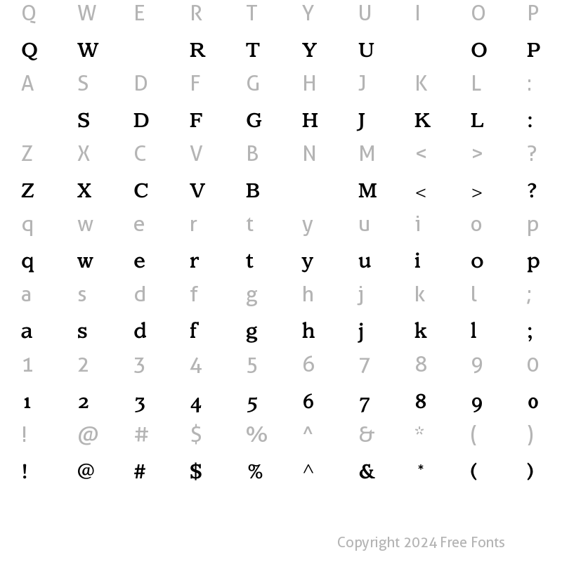 Character Map of ClaremontMediumOS Regular