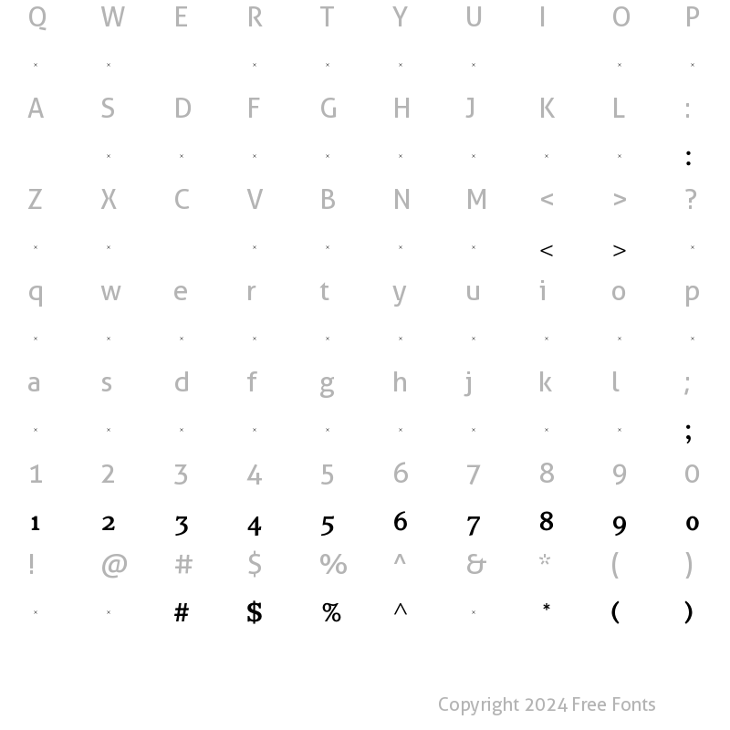 Character Map of ClaremontMedOSTab Regular