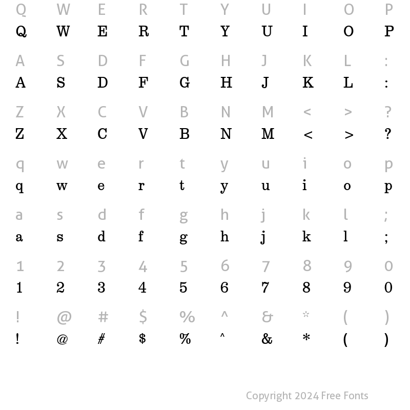 Character Map of Clarendon CG Book Condensed Regular