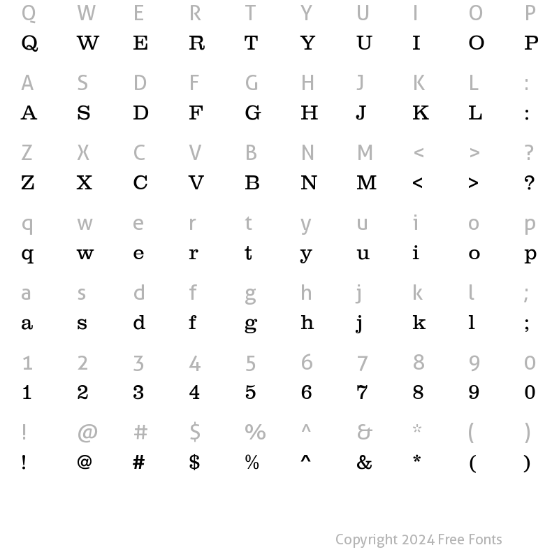 Character Map of Clarendon-Light Regular