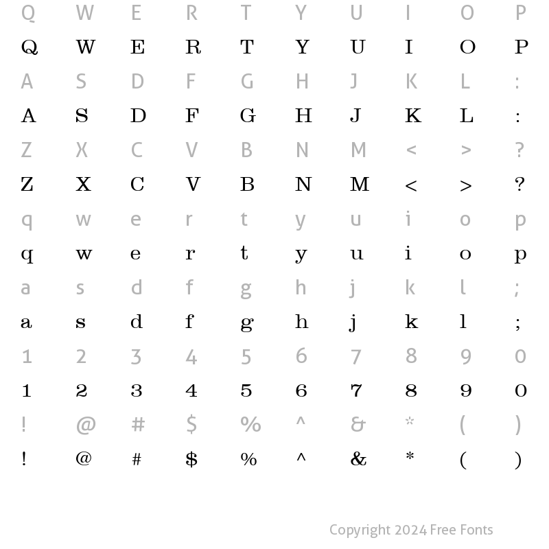 Character Map of Clarendon LT Light Regular