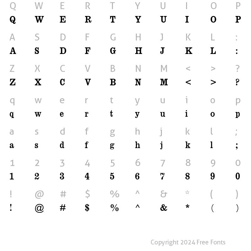 Character Map of Clarendon MT Std Regular