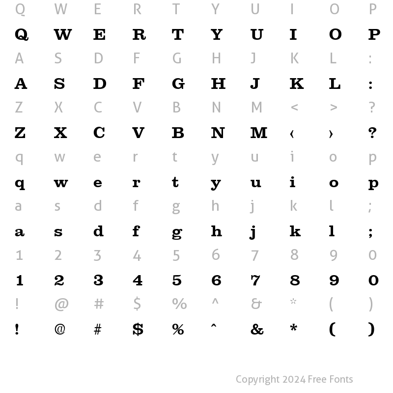 Character Map of Clarendon-Serial Bold