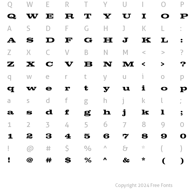 Character Map of ClarendonEF Expanded Bold