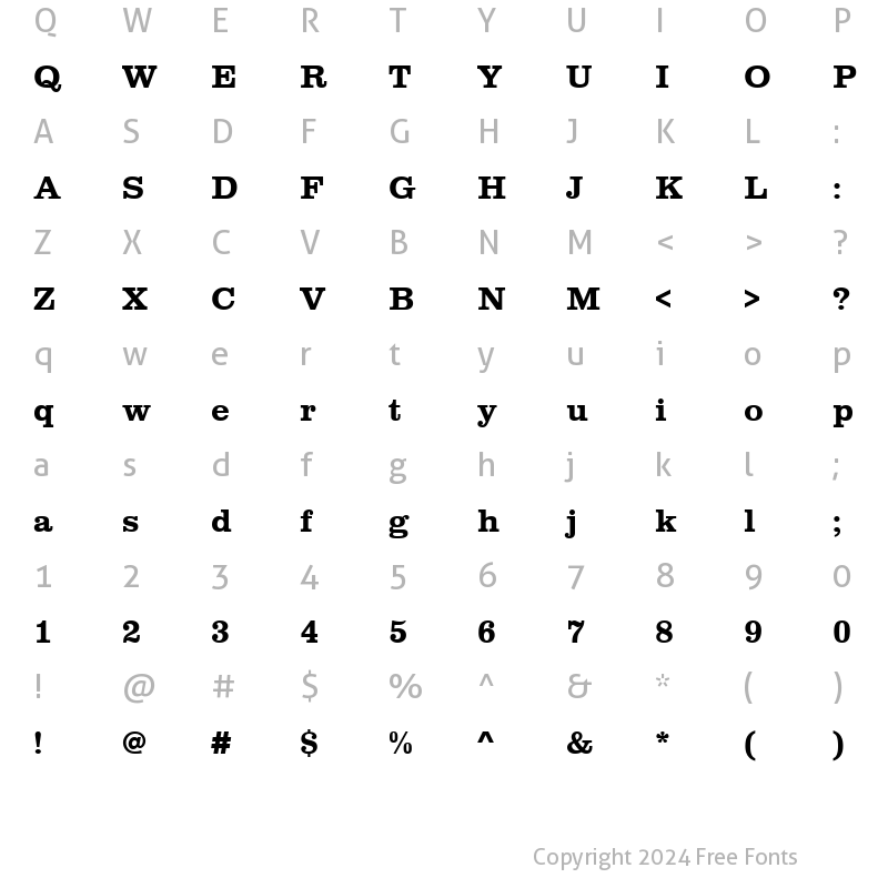 Character Map of ClarendonTBol Regular