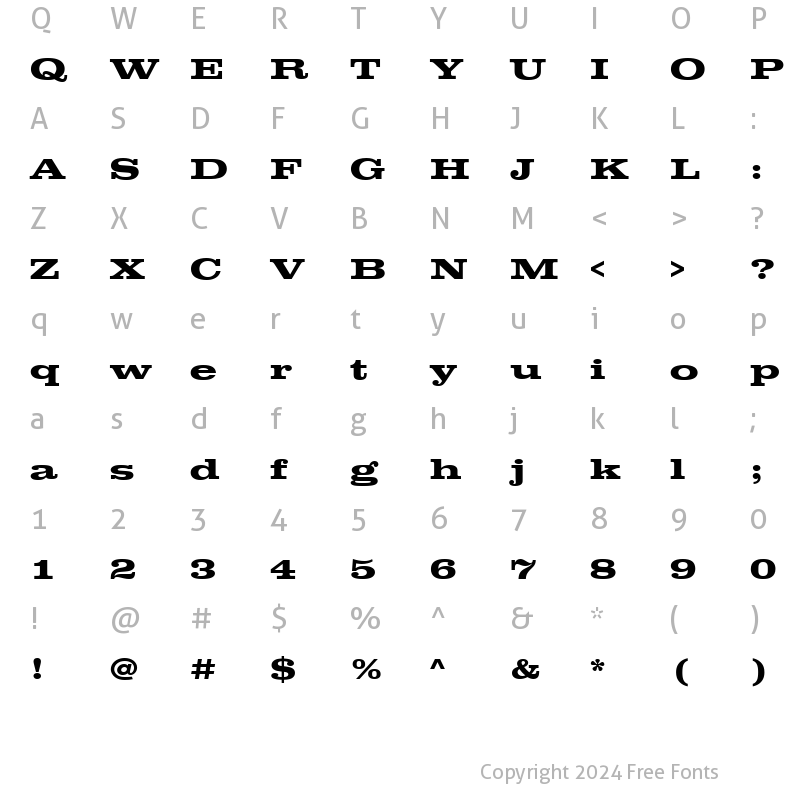 Character Map of ClarendonTBolExp Regular