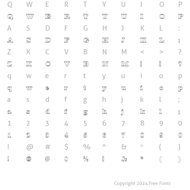 Character Map of ClarendonTBolOu1 Regular