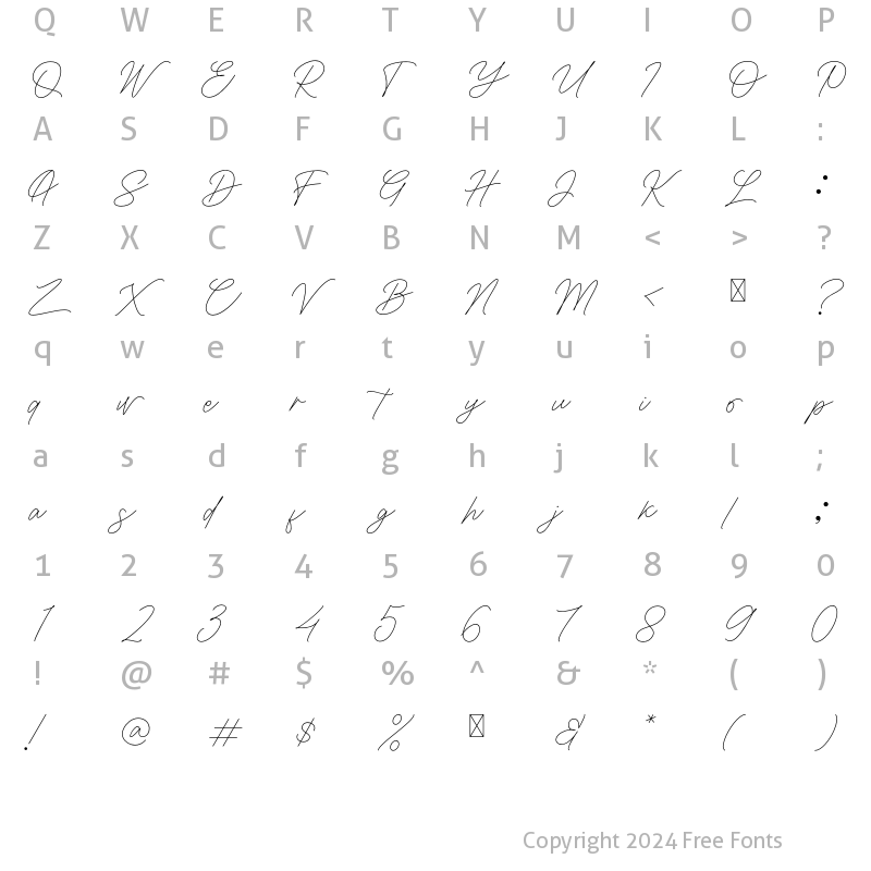 Character Map of Claresta Regular