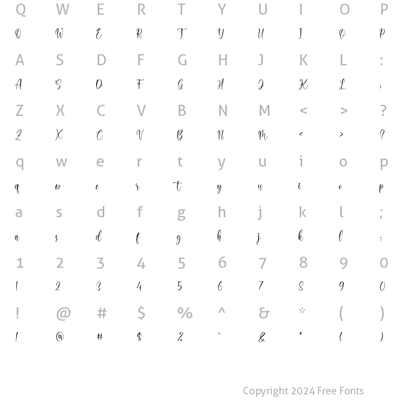 Character Map of Clareta Regular