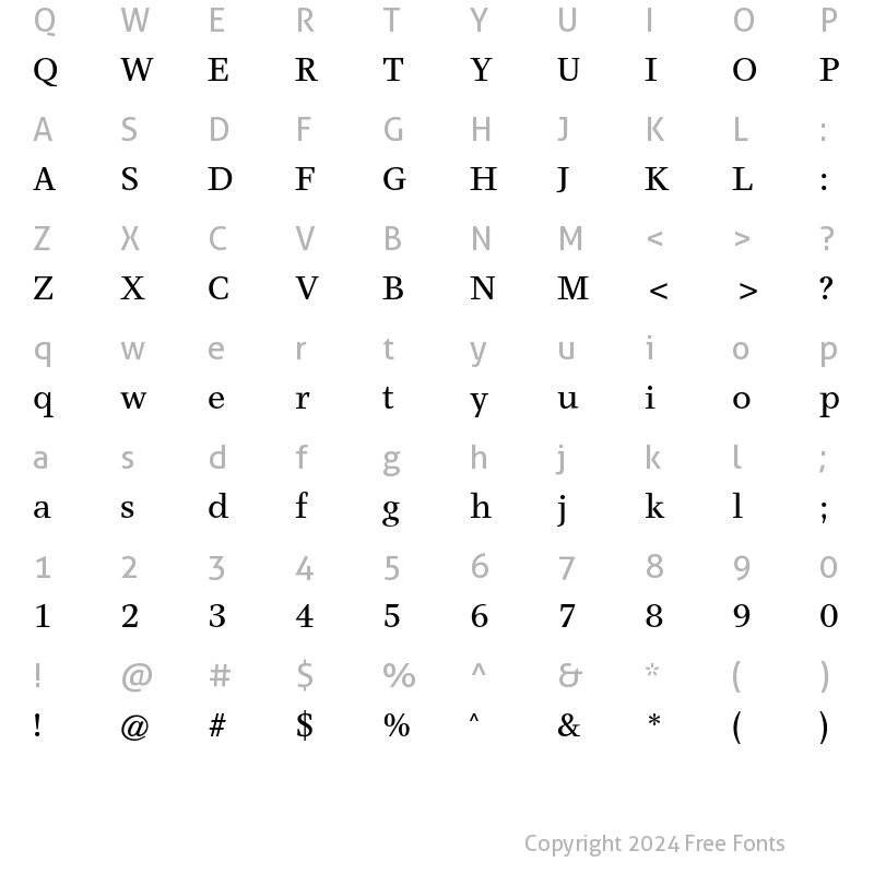 Character Map of Claridge CG Regular