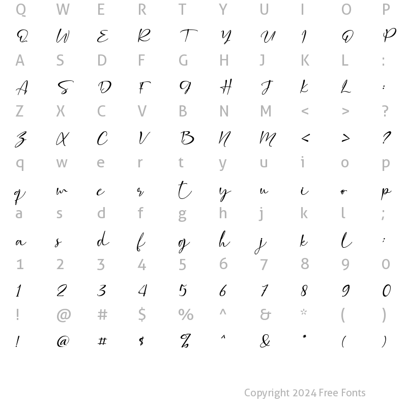 Character Map of Clarissa Italic