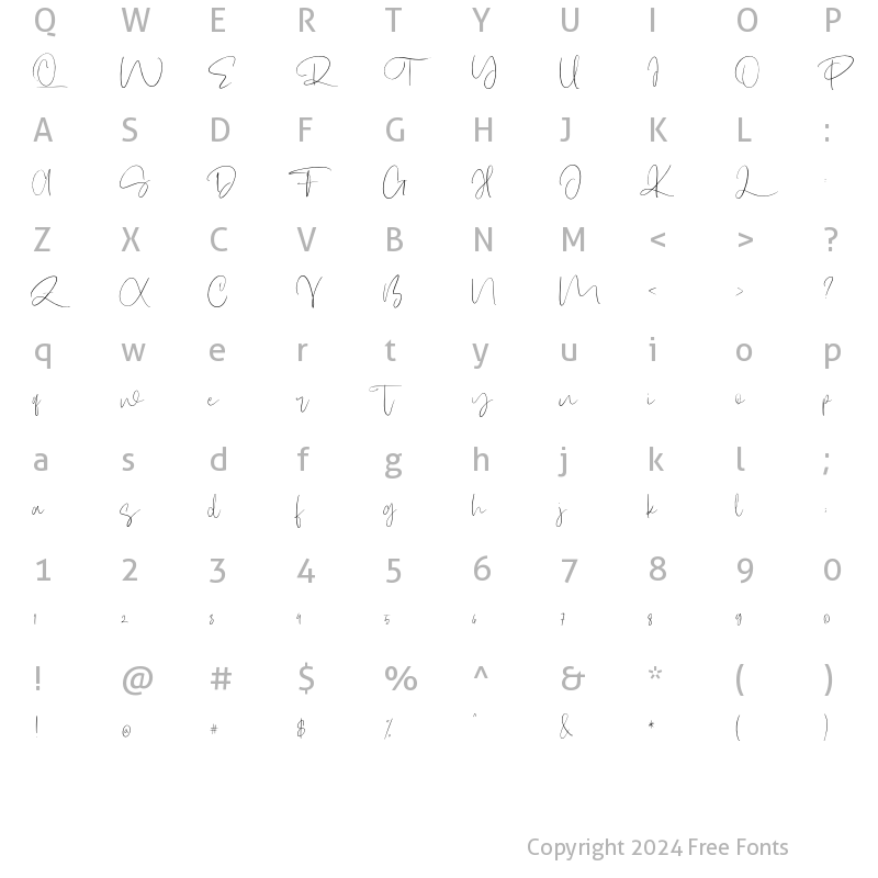 Character Map of Claristta Regular