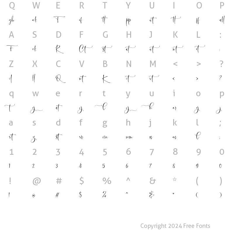 Character Map of Clarithy LigComb Regular