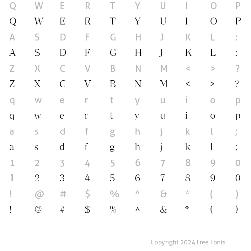 Character Map of Clarity Serif Light SF Regular