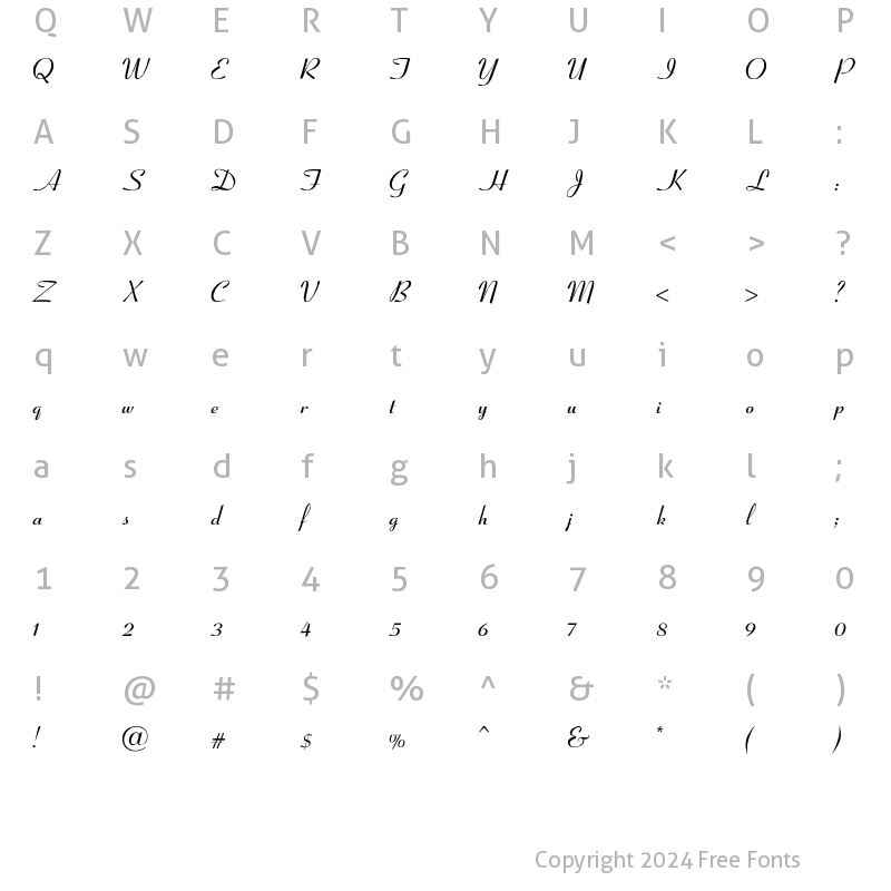 Character Map of Clarnel-SemiBold-Italic Regular