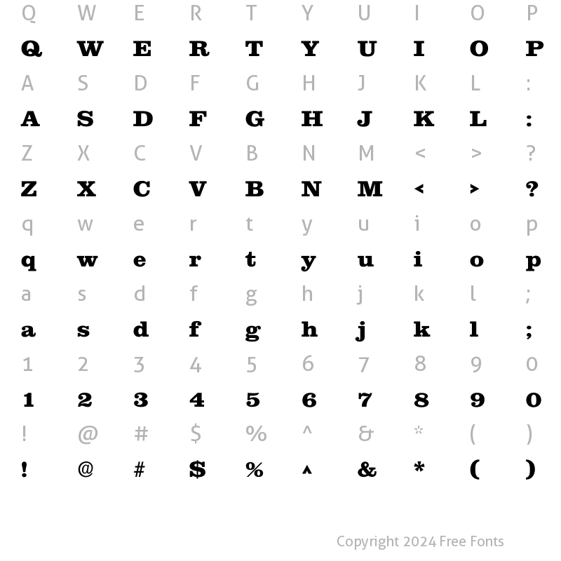 Character Map of Clarxndon ExtraBold Regular