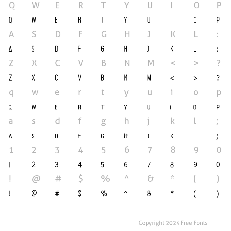 Character Map of Classic Humano Regular