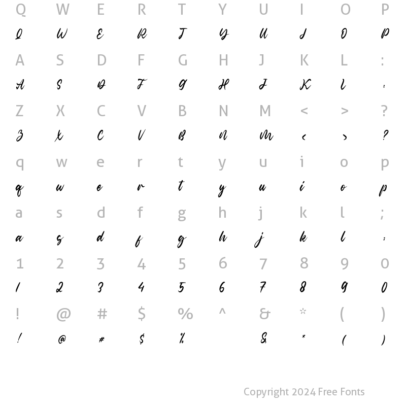 Character Map of Classic Romantic Regular