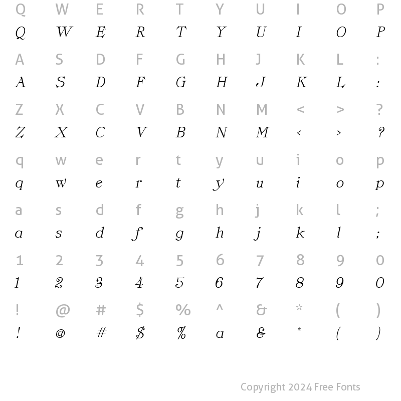 Character Map of Classica Italic