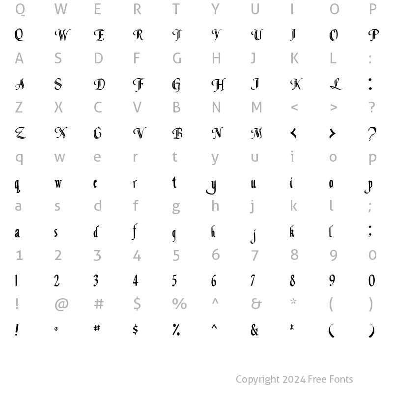 Character Map of ClassicFont104 ttcon Regular