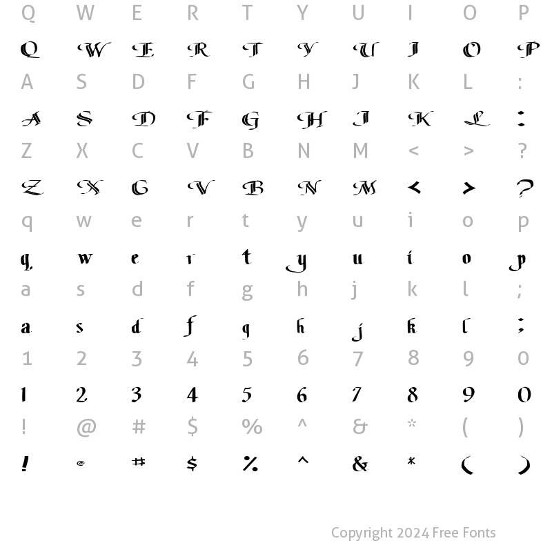 Character Map of ClassicFont104 ttext Regular