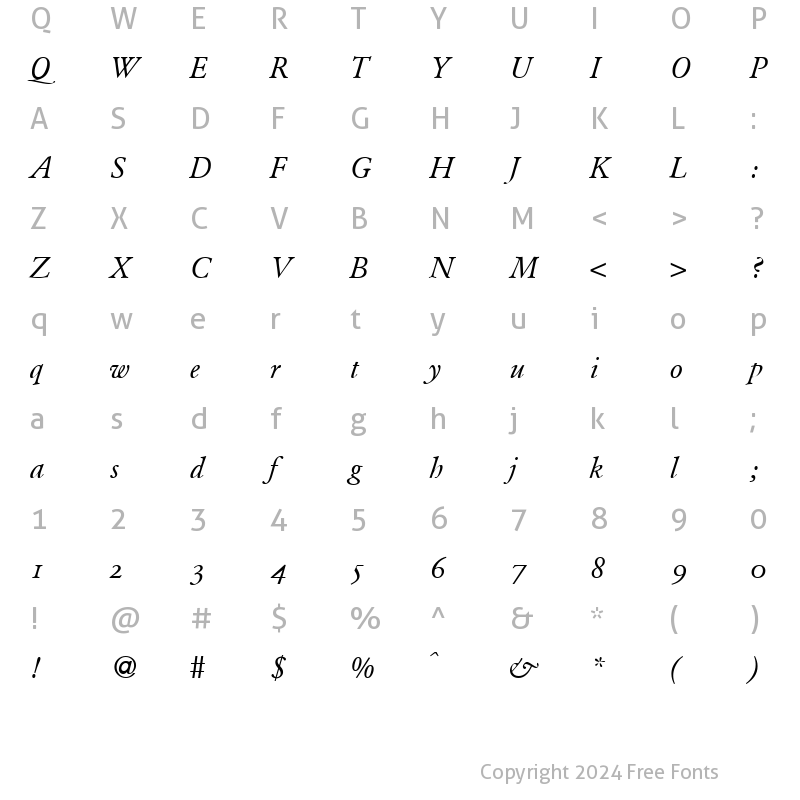 Character Map of ClassicGaramondOsf RegularItalic