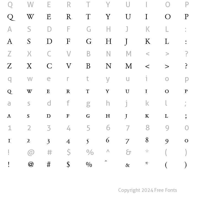 Character Map of ClassicGaramondSmcOsf Regular