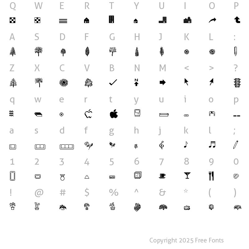 Character Map of Classics Mobile Regular