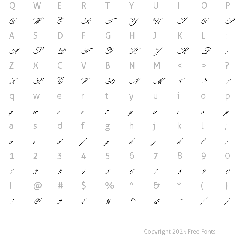 Character Map of ClassicScrNo1URWDReg Regular