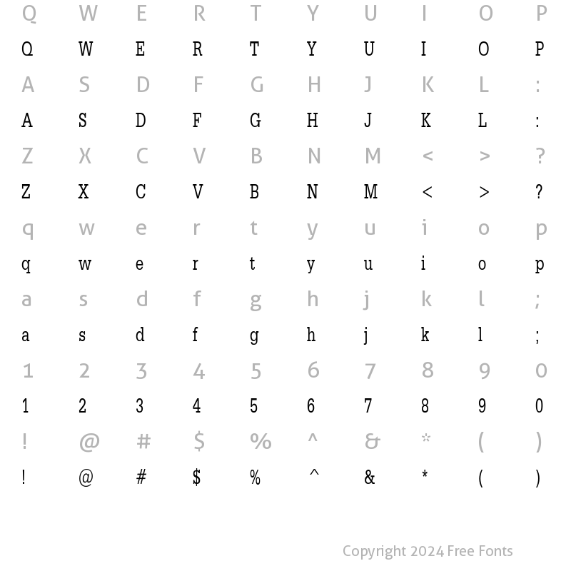 Character Map of ClassicTypewriterCondensed Regular