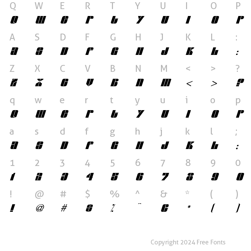 Character Map of Claude Italic