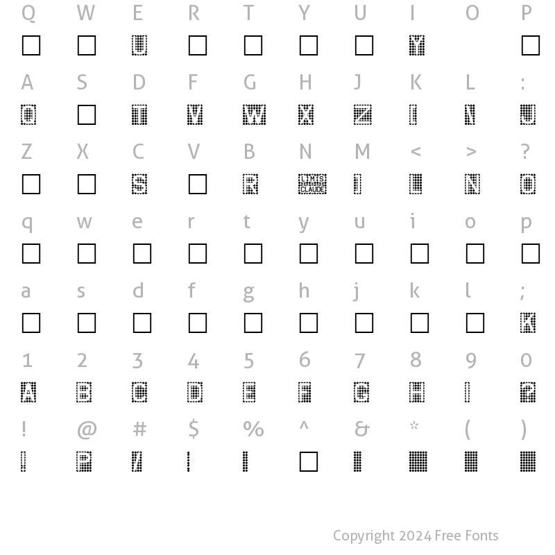 Character Map of Claude Regular