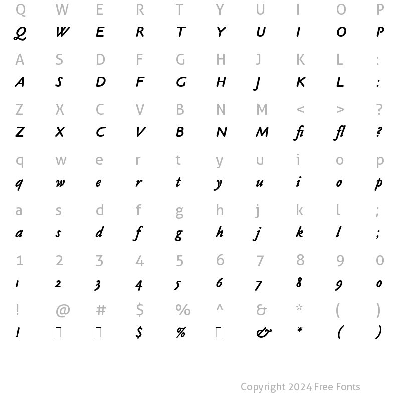 Character Map of Claude Sans Bold Italic LET Plain