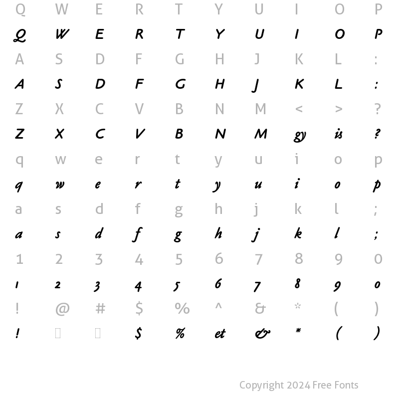 Character Map of Claude Sans Bold Italic Plain Regular