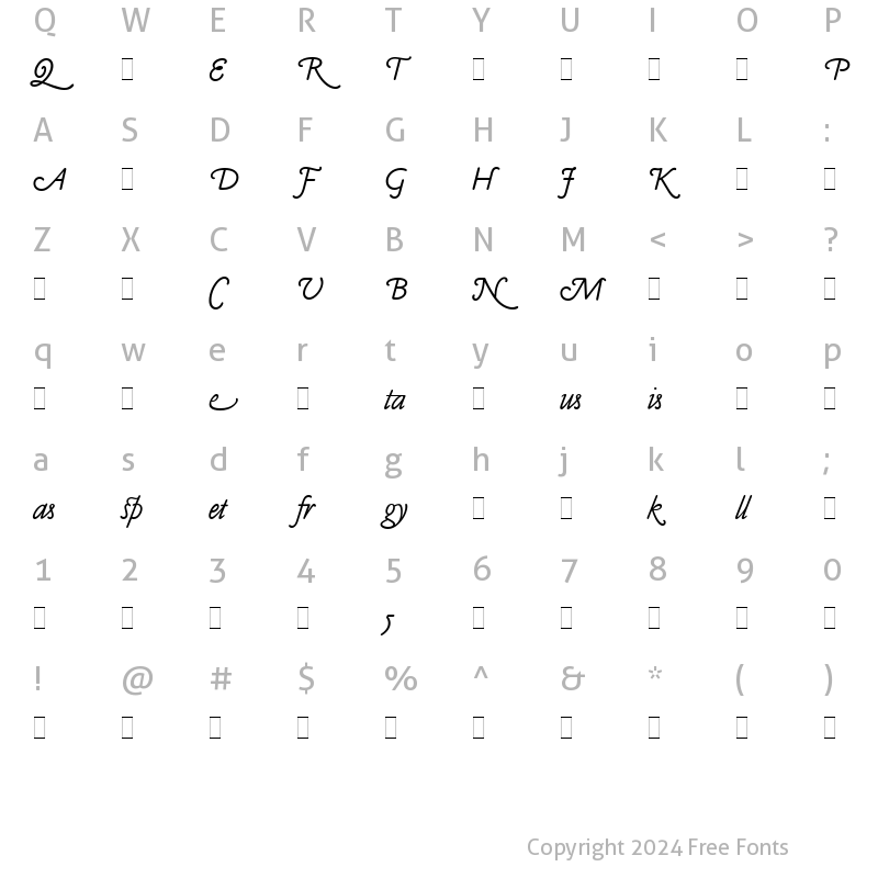 Character Map of Claude Sans Italic Alts LET Plain