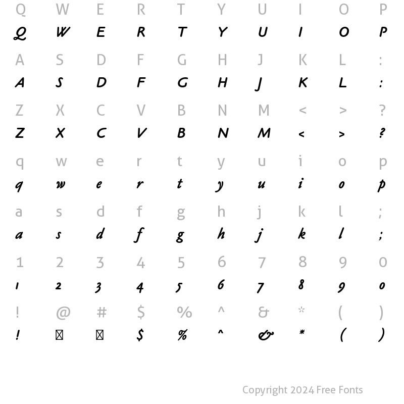 Character Map of Claude Sans Std Bold Italic