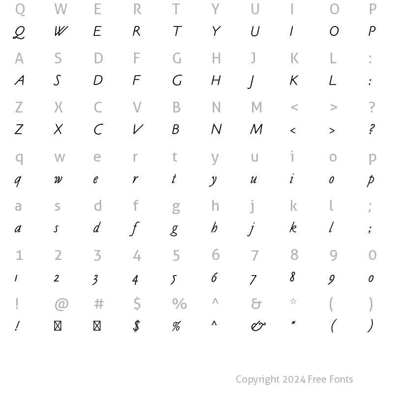 Character Map of Claude Sans Std Italic