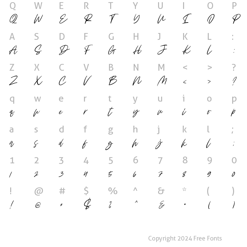 Character Map of Claude Slant Regular