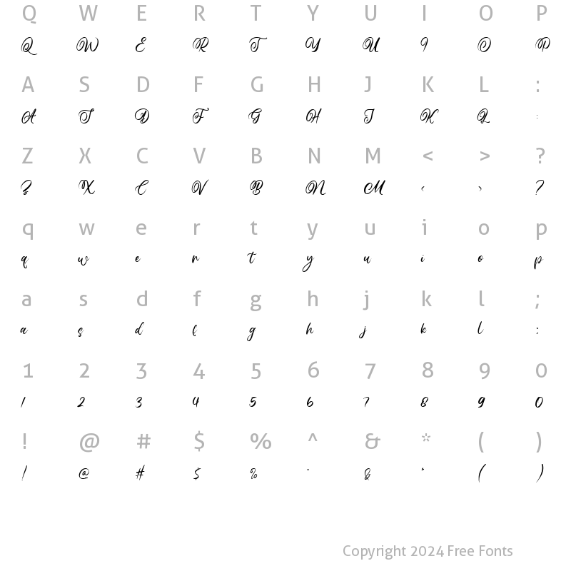 Character Map of Claudy Happy Script Regular