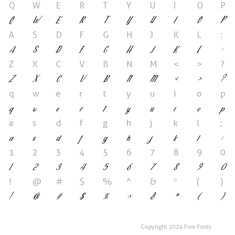 Character Map of Claudya Regular