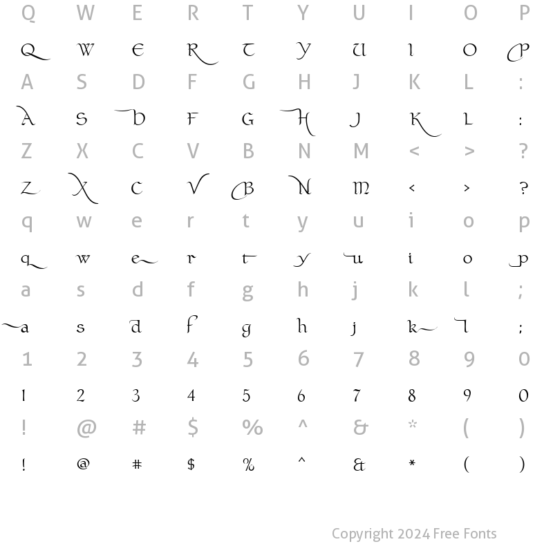 Character Map of ClaustrumSwash Regular