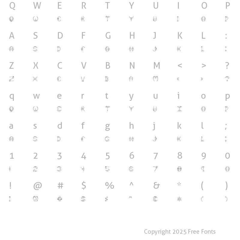 Character Map of CLAW 2 BRK Regular
