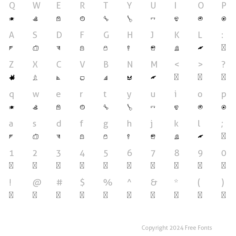 Character Map of ClawMan Dingbats