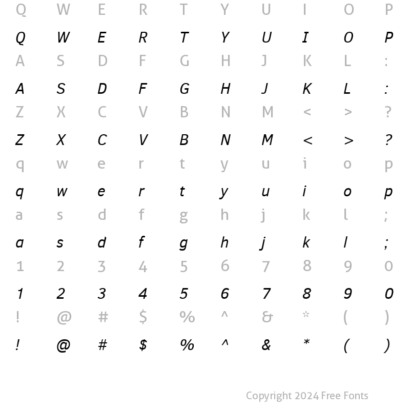 Character Map of Clear Sans Italic