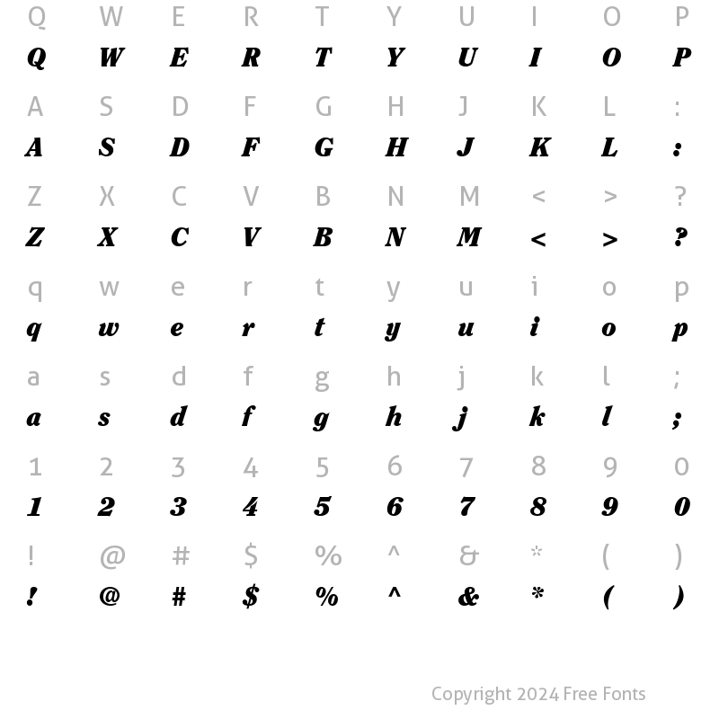 Character Map of Clearface Black SSi Black Italic
