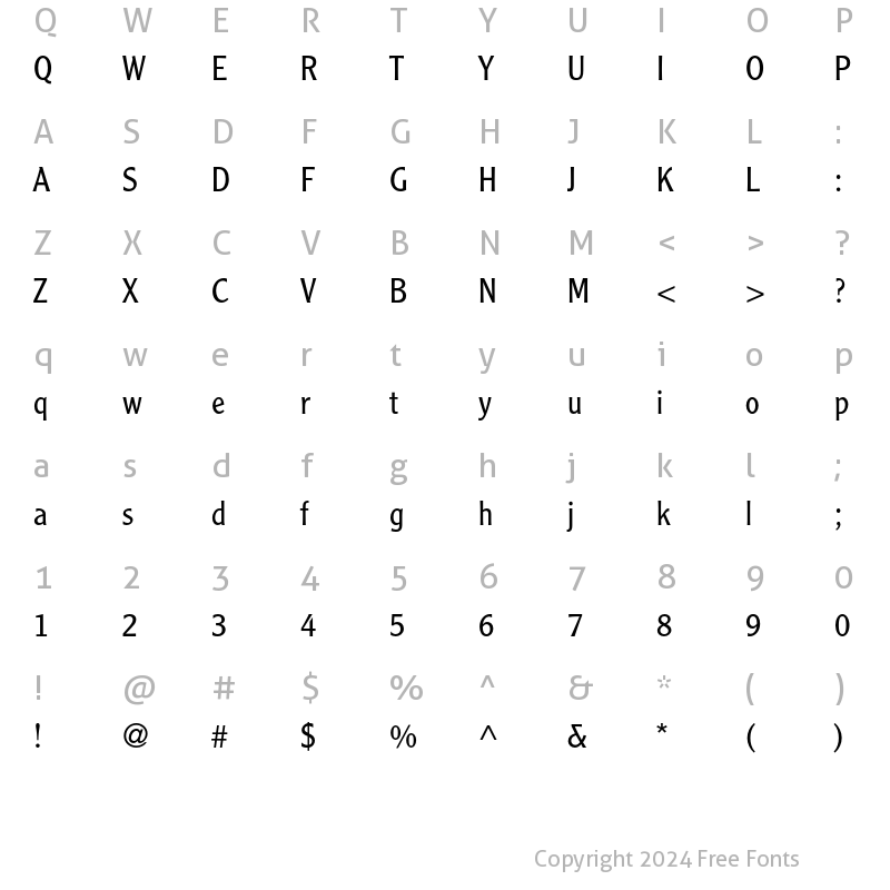 Character Map of Clearface Gothic LT Std 45 Light